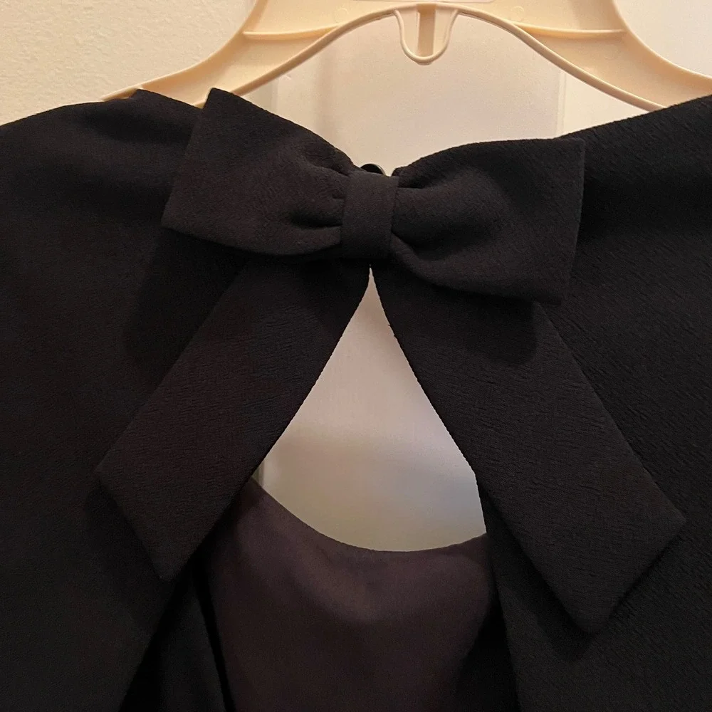 NWT Eliza J Black Dress Size 2 Bow Back Detail‎ Classic Special Event